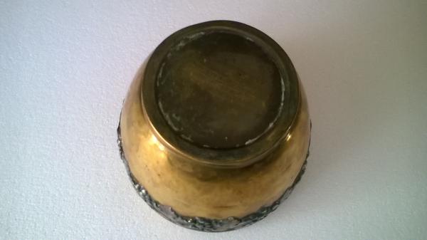 Ancien cache pot en laiton et cuivre