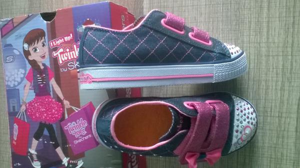 Skechers Baskets Fille Jeans Strass Lumières