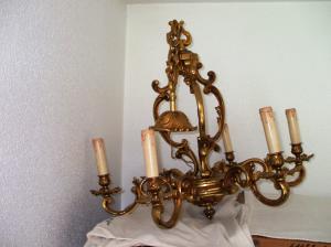 Lustre vintage bronze massif 6 branches