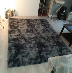 160x200 GRAND Tapis Gris foncé Doux moelleux en peluche enfant salon lit chambre