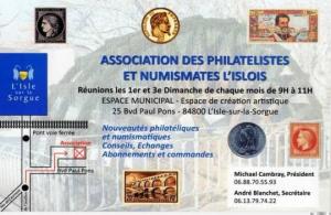 Réunion MONNAIE et TIMBRES Collectionneurs - L'Isle-sur-la-Sorgue