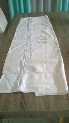 Ancienne housse de traversin écrue