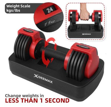 GEEMAX K2 Fit Dumbell Haltères poids musculation réglables en acier