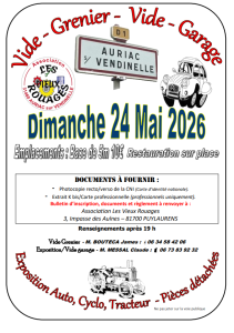 Brocante, vide-greniers, vide-garage, pièces détachées - Auriac-sur-Vendinelle