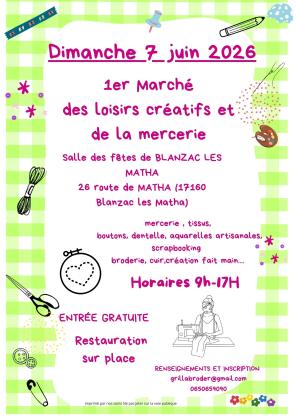 1er Marché des Loisirs créatifs et de la mercerie - Blanzac-lès-Matha