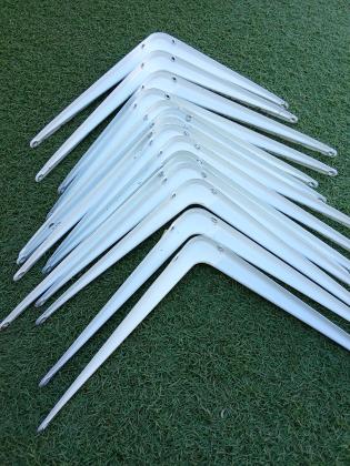 Reste 7 Equerres de fixation murale acier peint blanc, H.30 x P.35 cm