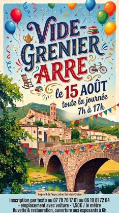 vide-grenier du village d' Arre, Gard, le 15 août 2026