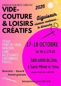 Vide Couture et Loisirs créatifs Puces 17 et 18 Octobre