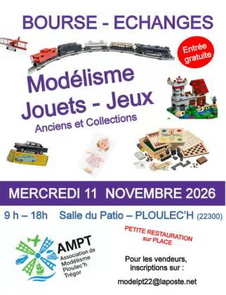 Bourse modélisme ferroviaire, naval, maquettes, jouets anciens et de collection, jeux de société - Ploulec'h